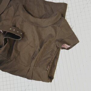 ISAAC MIZRAHI for Target Brown 60s Mad Men Walffle Texture Belted Dress 8